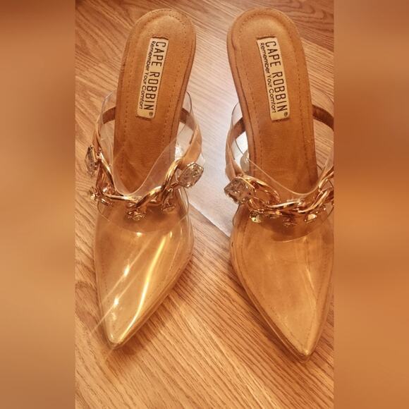 Women's rhinestones gold high heels sz 8 - Picture 1 of 15